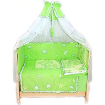 Комплект в кроватку `Топтышка`, 7 предметов (зеленый)