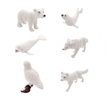 Фото #2 M6049 Набор фигурок Детское Время - Северные животные (в наборе 6 видов: Полярный волк, гренландский тюлень, белуха, северный медведь, полярная сова,