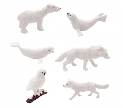 Фото #2 M6049 Набор фигурок Детское Время - Северные животные (в наборе 6 видов: Полярный волк, гренландский тюлень, белуха, северный медведь, полярная сова,