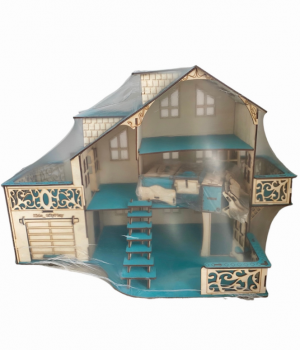 Кукольный домик из дерева с гаражем `Морская волна`