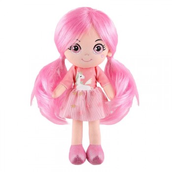 Фото #2 Мягкая игрушка Maxitoys, Кукла Кристи с Нежно-Розовыми Волосами в Платье, 32 см