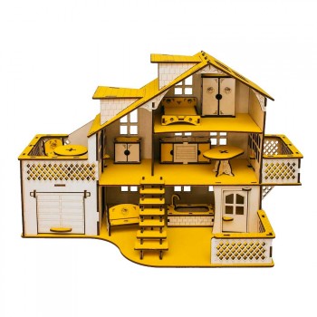 Кукольный домик с гаражем, цвет Солнечный день