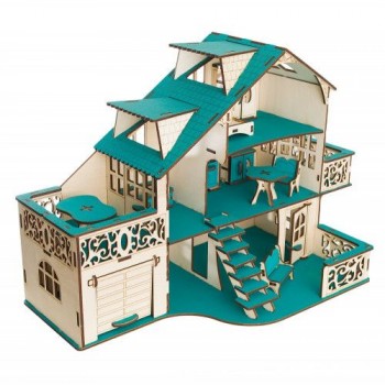 Фото #2 Кукольный домик с гаражем `Изумруд` (с мебелью)