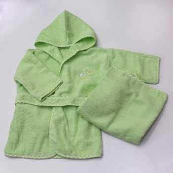 Комплект. махра (халат 6-24 м.+ полотенце) вышивка ( зеленый)