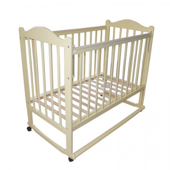 Кровать детская `Мой малыш 4` колесо-качалка, опускающая планка (слон.кость)
