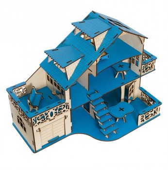 Фото #2 Кукольный домик с гаражем, цвет Морской бриз (мебель в комплекте)