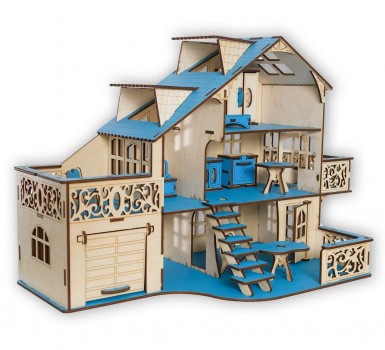Фото #2 Кукольный домик с гаражем, цвет Морской бриз (мебель в комплекте)