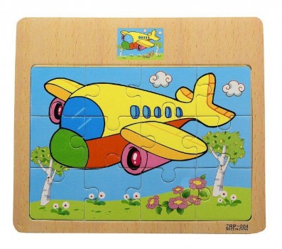 Пазл-рамка деревянная для малышей `Самолет` 12эл.