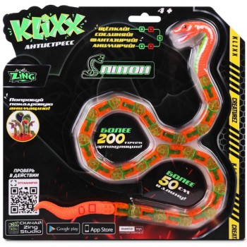 Антистресс-игрушка Klixx Creaturez Питон зеленый