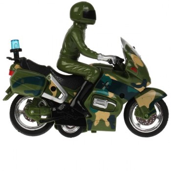Фото #2 `Технопарк` Пластиковая модель «Военный мотоцикл»15 см, 2 кноп, инерц, камуф.