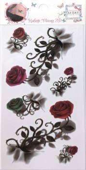 LUKKY FASHION набор тату 3D, розы, 1 вид,