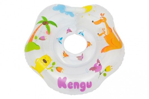 Надувной круг на шею для купания малышей Kengu. Одна камера, одна погремушка, мягкий внутренний шов.