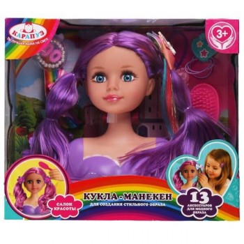 Кукла-манекен 21 см, цветные волосы, с 13 акс для волос