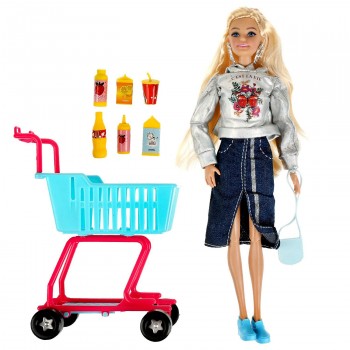 Кукла 29 см София, руки и ноги сгиб, в продуктовом магазине, акс
