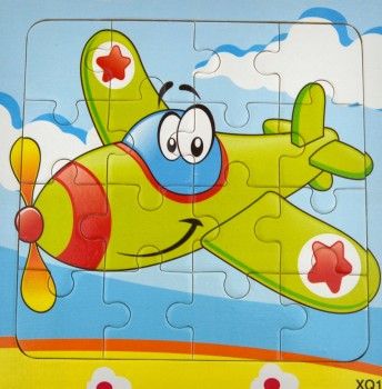 Пазл-рамка деревянная для малышей `Веселый Самолетик` 16 эл.