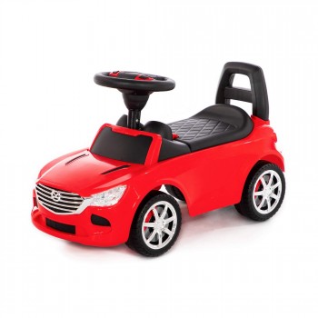 Каталка-автомобиль `SuperCar` №4 со звуковым сигналом (красная)