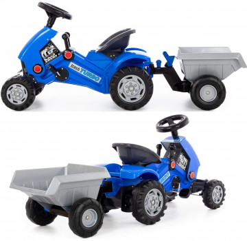 Каталка-трактор с педалями `Turbo-2` синяя