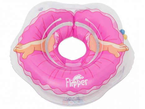 Надувной круг на шею для купания малышей Flipper Балерина. Две камеры, мягкий внутренний шов, 3D-дизайн.