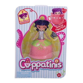 Кукла Cuppatinis 10 см с юбочкой, трансформирующейся в чайную чашку, с аксессуаром