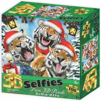 100 Пазл-стерео Prime 3D Новогоднее селфи тигрят