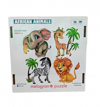 16 Пазл `Африка` 4 пазла по 4 детали Collection ANIMALS