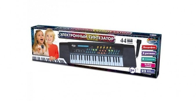 `Играем вместе` Пианино Электронный синтезатор, 44 клавиши, микрофон, кор.