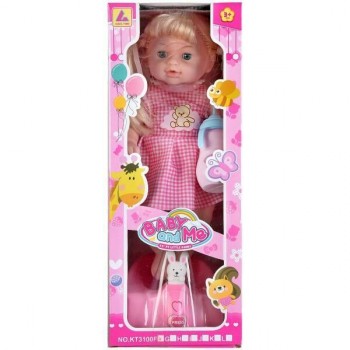 Кукла-младенец `Малышка в платье с медвежонком` в/к