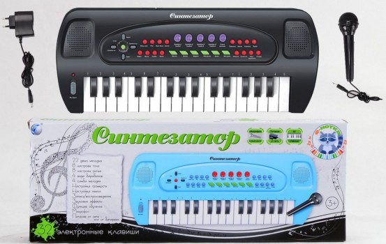 Синтезатор с микрофоном, 32 клавиш, запись/воспроизведение, функция обучения, работает от сети или бат. в/к
