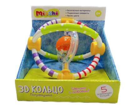`Mioshi` Развивающая игрушка-погремушка `3D кольцо`