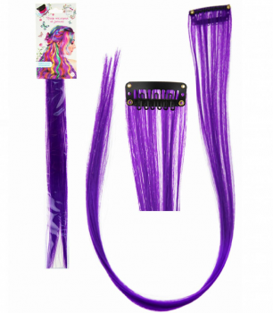 Lukky Fashion Прядь накладная на заколке, одноцветная, 55 см, фиолетовая, пакет с подвесом (10013160/260623/3288733 , КИТАЙ)