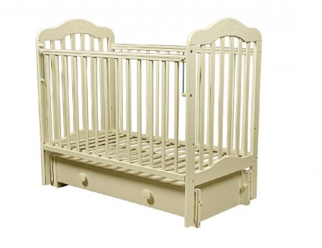 Кровать детская `Мой малыш 3` маятник универс.качания, ящик, опускающая планка (слон.кость)