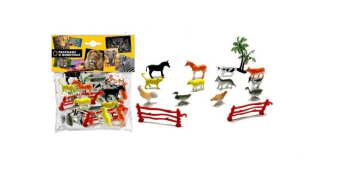 `Играем вместе`Играем вместе` Игрушки пластизоль набор домашних животных 12 шт. в пак.