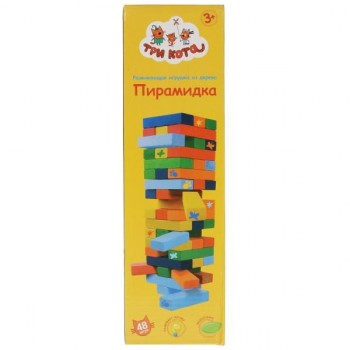 Настольная игра пирамидка деревянная башня `Три Кота`
