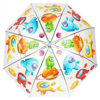 Зонт детский among us r-50см, прозрачный, полуавтомат
