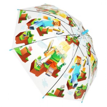 Зонт детский майнкрафт r-50см, прозрачный, полуавтомат
