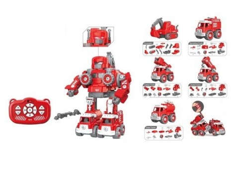 Игрушка-конструктор `Робот` на пульте р/у, 5 машинок собираются в 1 робота,