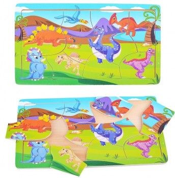 Пазл-рамка деревянная для малышей `Динозавры`