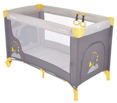 Манеж-кровать PITUSO Florecita Grey/Серый, 1 уровень,2 кольца,2 колеса,лаз на молнии,125X65X78 см