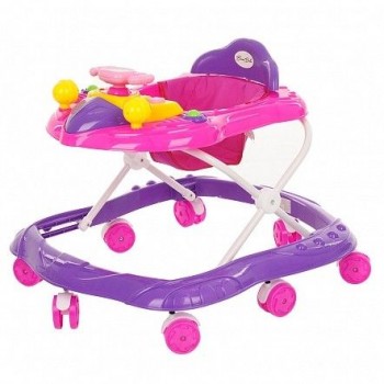 Ходунки Самолёт BAMBOLA(8 колес,игрушки,муз)Pink+Purple/Малиновый