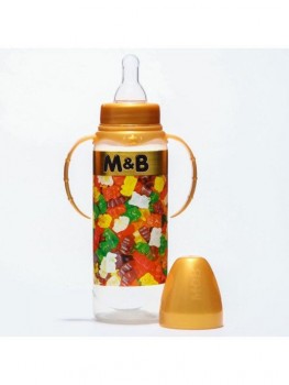 Бутылочка для кормления `Мармелад M&B` 250 мл цилиндр, с ручками