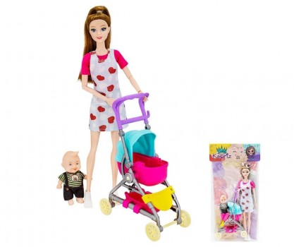 Кукла Miss Kapriz Мама с малышом в коляске, в пак.