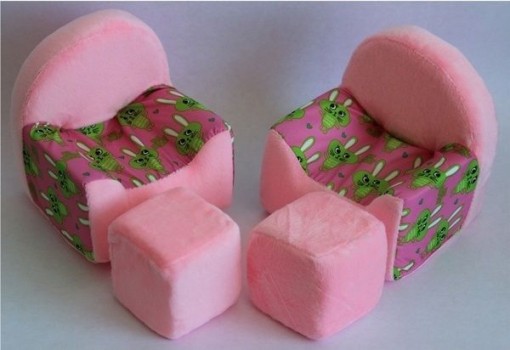 Набор мебели (2 кресла, 2 пуфика). `Кролики розовые`