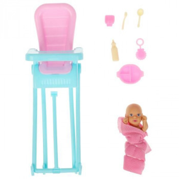 Фото #2 Аксессуары для кукол 29 см младенец,стульчик для кормления и акс,блистер КАРАПУЗ