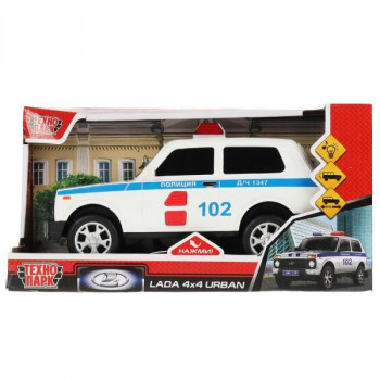 `Технопарк` Пластиковая модель «Lada 4x4 Urban. Полиция» свет+звук, 2 кнопки, инерц.