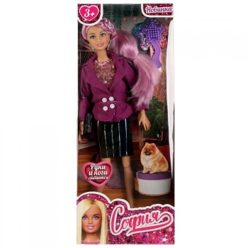 Кукла 29 см София, руки и ноги сгиб, фиолетовые волосы, акс