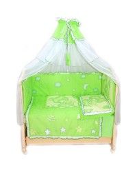 Комплект в кроватку `Топтышка`, 7 предметов (зеленый)