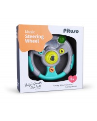 Развивающая игрушка`PITUSO` Музыкальный руль серый,свет,звук