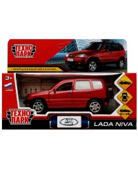 `Технопарк` Машина металл LADA NIVA длина 12 см, двери, багаж, инерц, красный, в/к