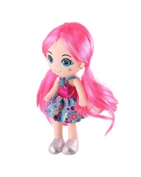 Мягкая игрушка Maxitoys, Кукла Глория с Ярко-Розовыми Волосами в Платье, 32 см