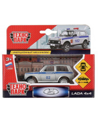 `Технопарк` Металлическая модель машины `LADA 4x4 Полиция`, 9 см, двери, инерц, сереб.